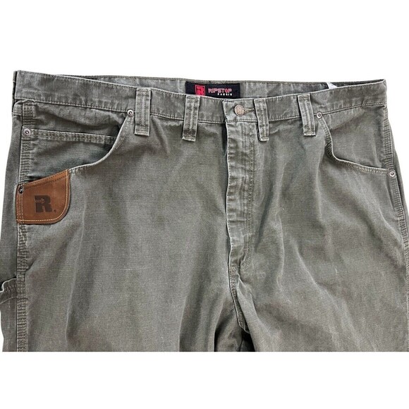 Men's Wrangler Riggs 44x30 Workwear Straight Leg Ripstop Cotton Gray Work Pants - Picture 3 of 10